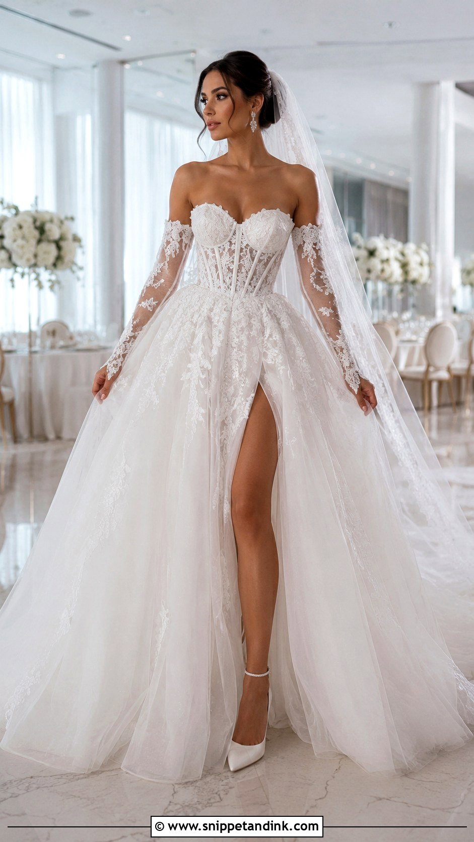 Detachable Sleeve Princess Wedding Dress - Snippet and Ink - 20 Princess Wedding Dresses with Sleeves