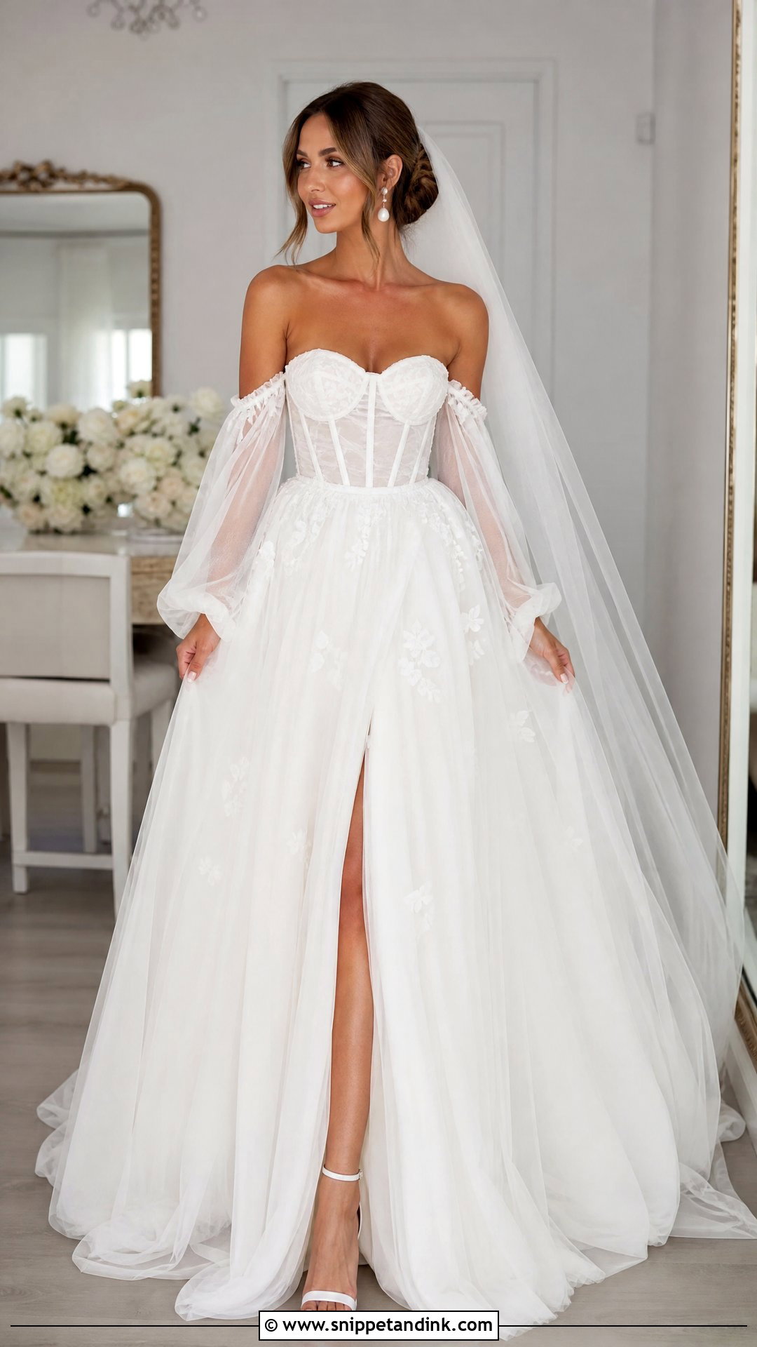 Detachable Sleeve Princess Wedding Gown - Snippet and Ink - 25 Princess Wedding Gown Ideas