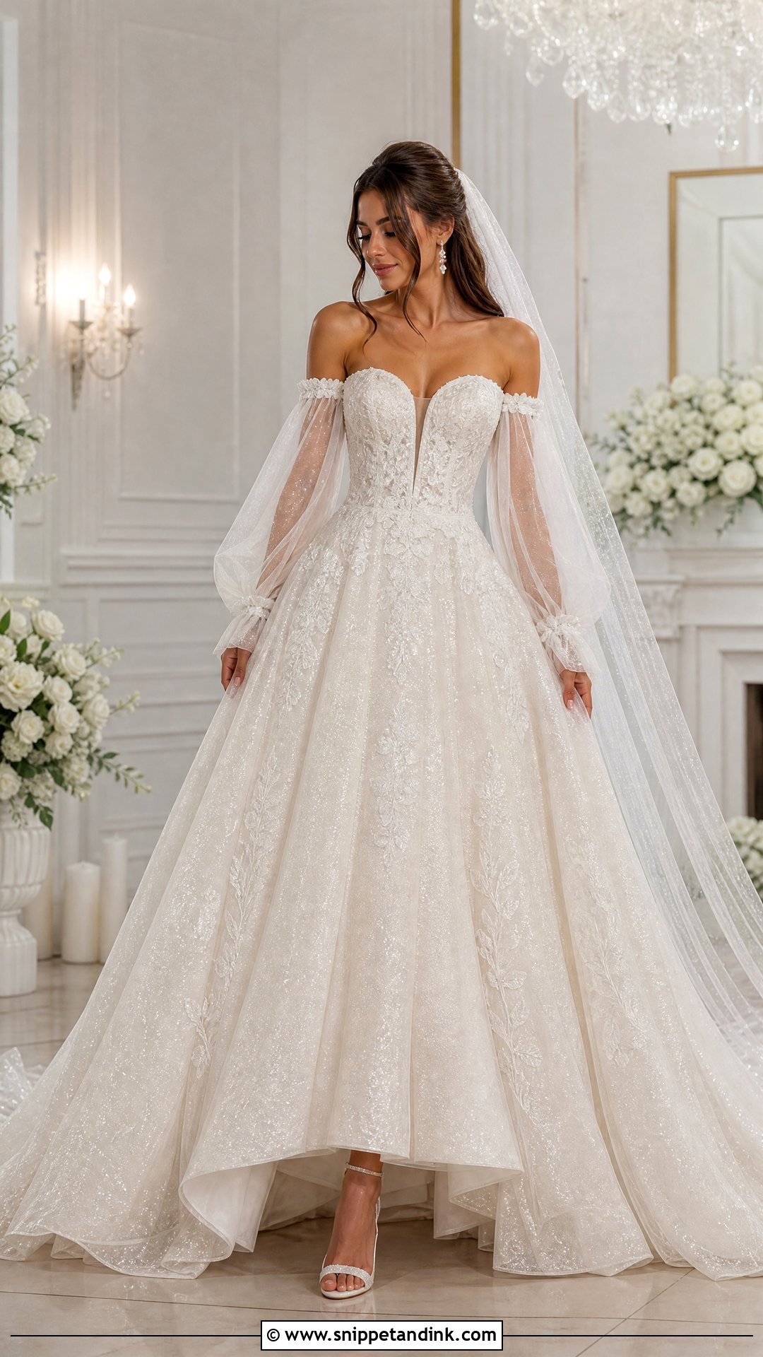 Detachable Sleeve Princess Wedding Gown - Snippet and Ink - 25 Dream Princesses Wedding Gown Ideas
