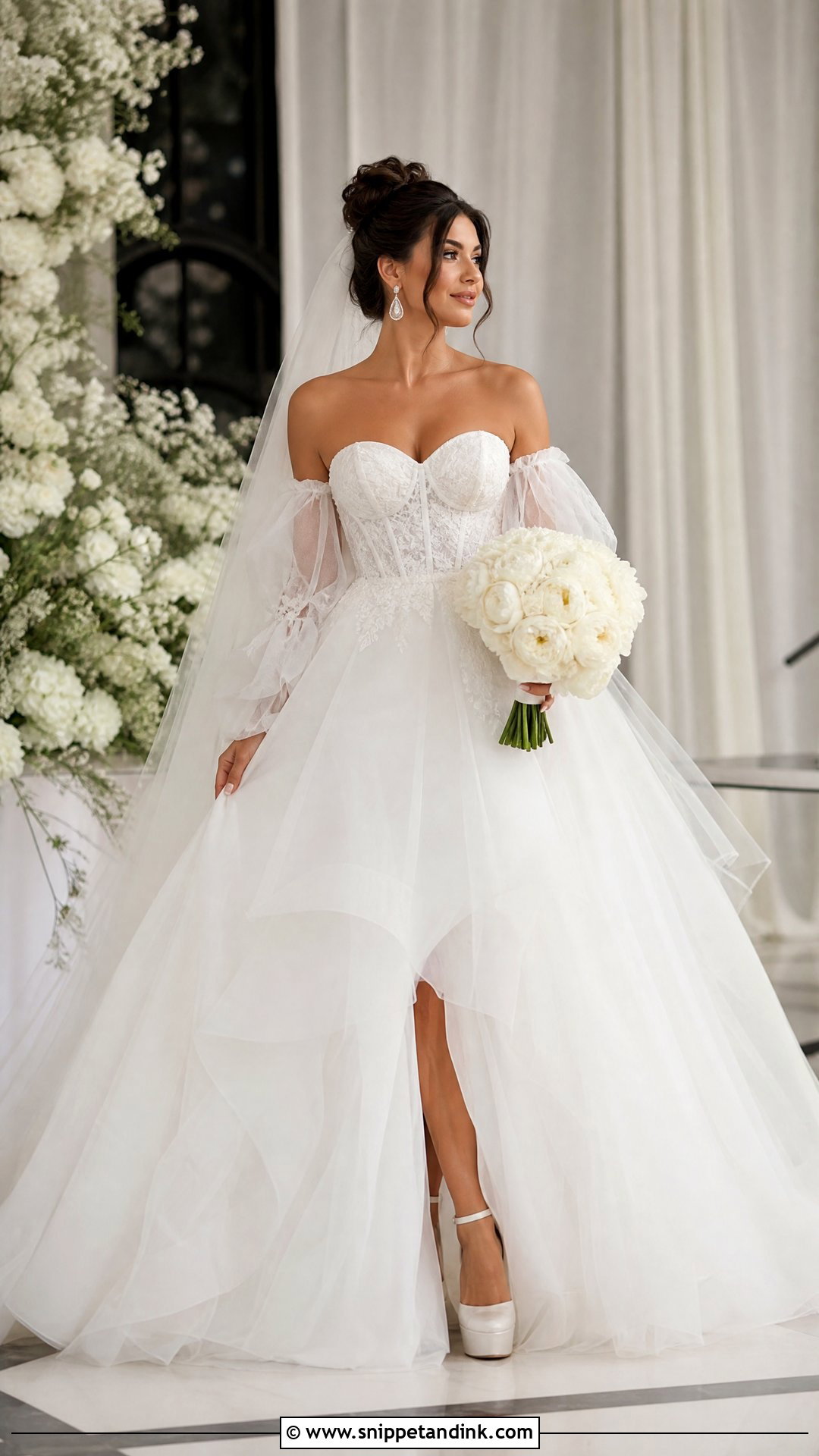 Detachable Sleeve Puffy Princess Wedding Dress - Snippet and Ink - 20 Puffy Wedding Dresses Princesses