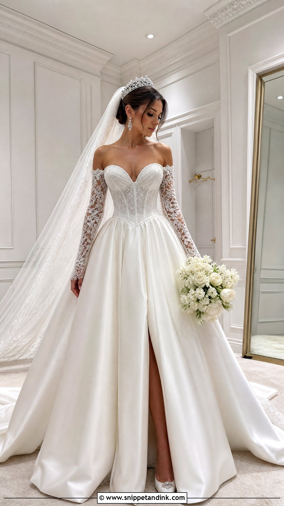 Detachable Sleeve Royal Wedding Dress - Snippet and Ink - 20 Royal Princess Wedding Dresses
