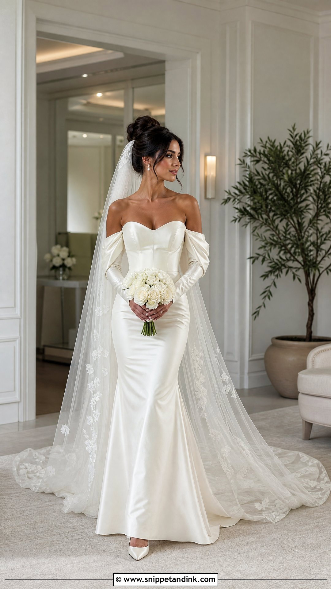 Detachable Sleeve Satin Mermaid Wedding Gown - Snippet and Ink - 20 Satin Wedding Gown Mermaid Ideas