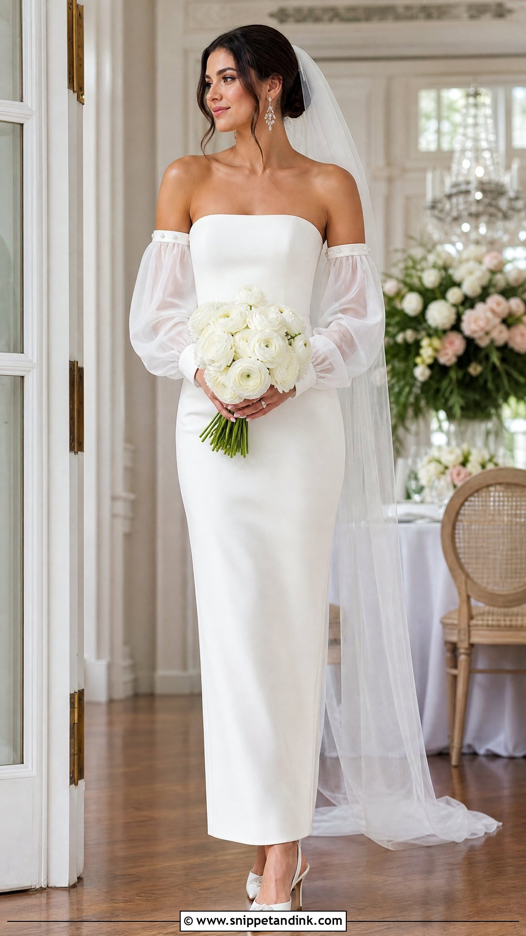 Detachable Sleeve Sheath Wedding Dress - Snippet and Ink - 20 Sheath Wedding Dresses