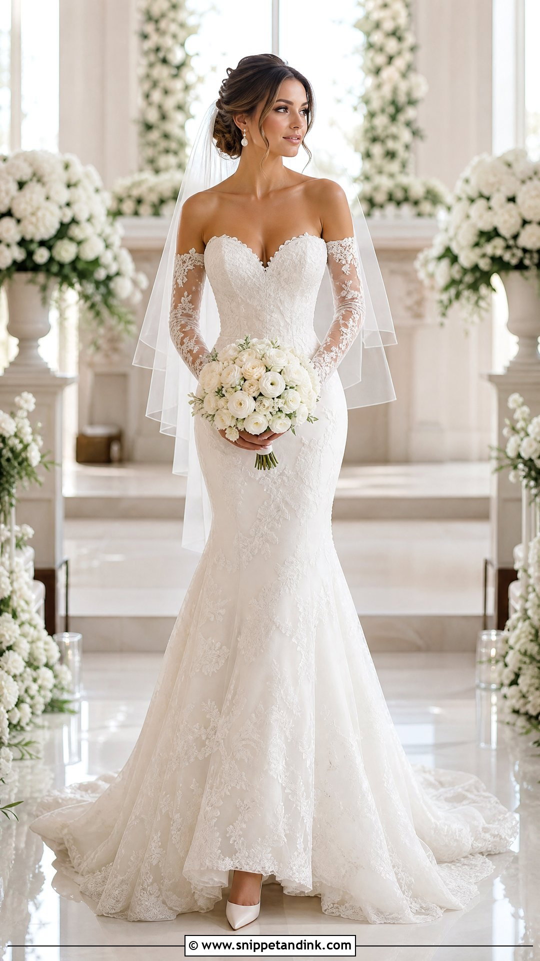 Detachable Sleeve Sweetheart Mermaid Wedding Dress - Snippet and Ink - 20 Sweetheart Mermaid Wedding Dress Ideas