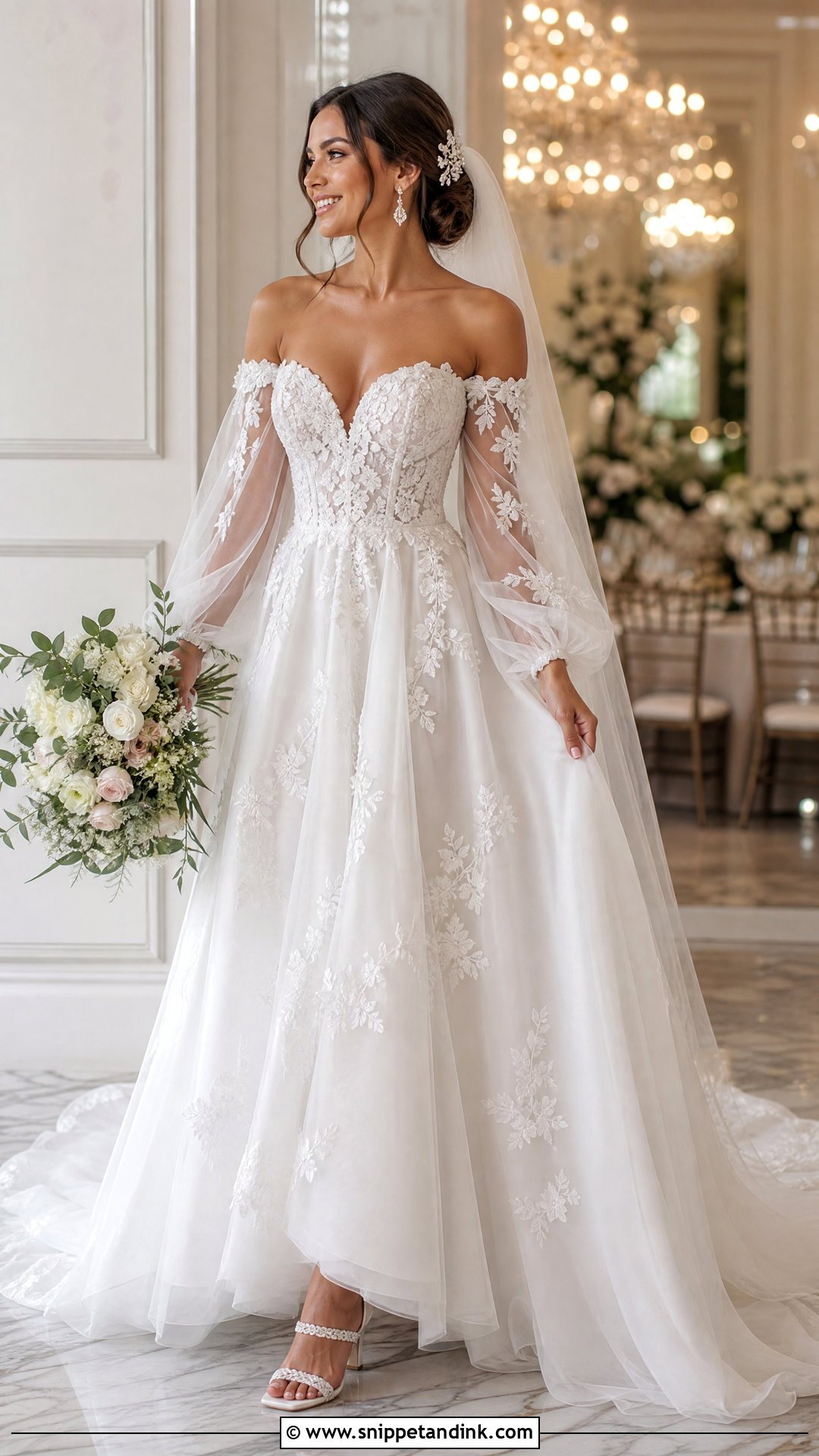 Detachable Sleeve Sweetheart Neckline A Line Wedding Dress - Snippet and Ink - 20 Sweet Heart Neckline Wedding Dress Aline Ideas
