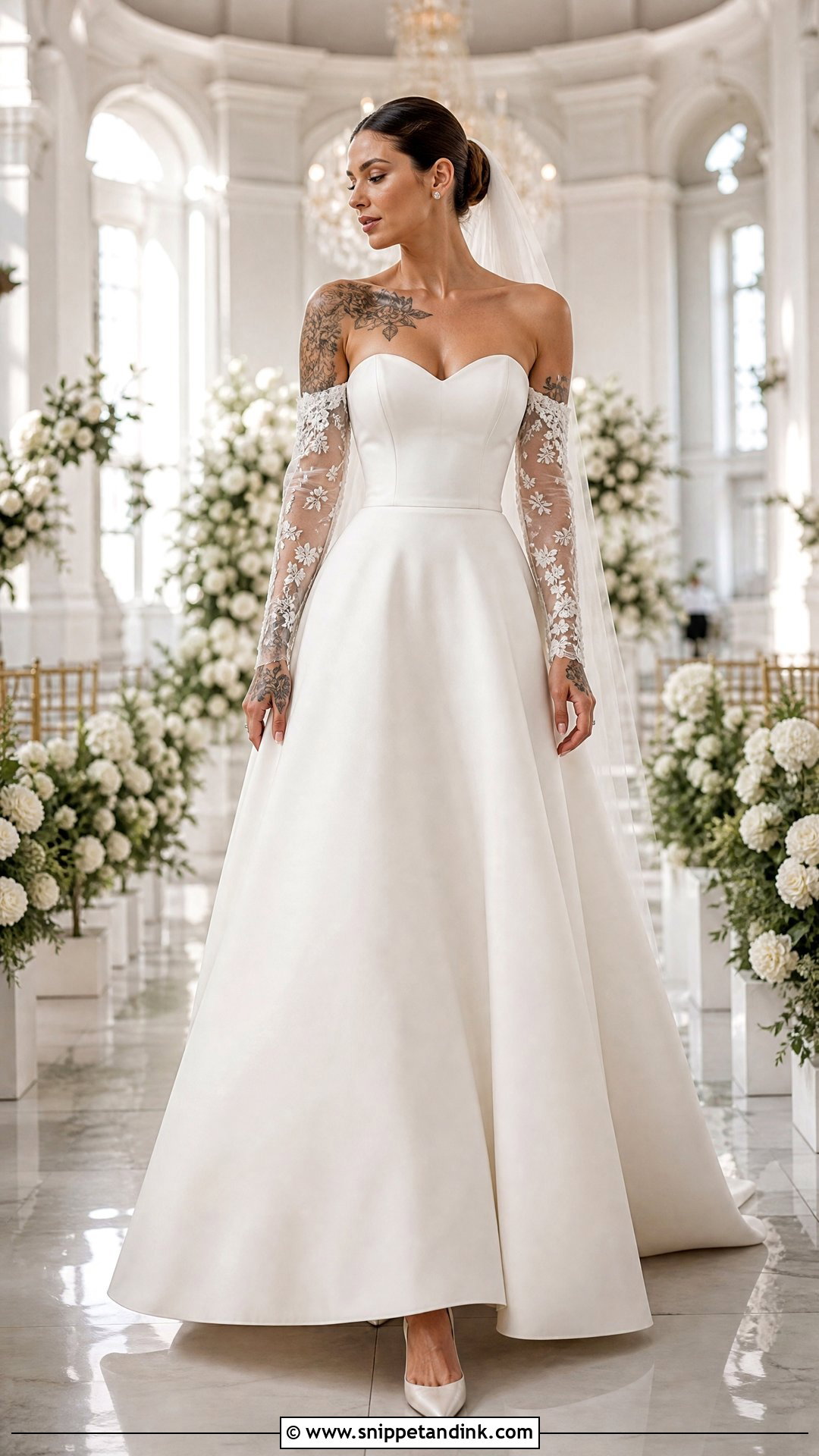 Detachable Sleeve Tattoo Wedding Dress - Snippet and Ink - 20 Tattoos Wedding Dress Ideas