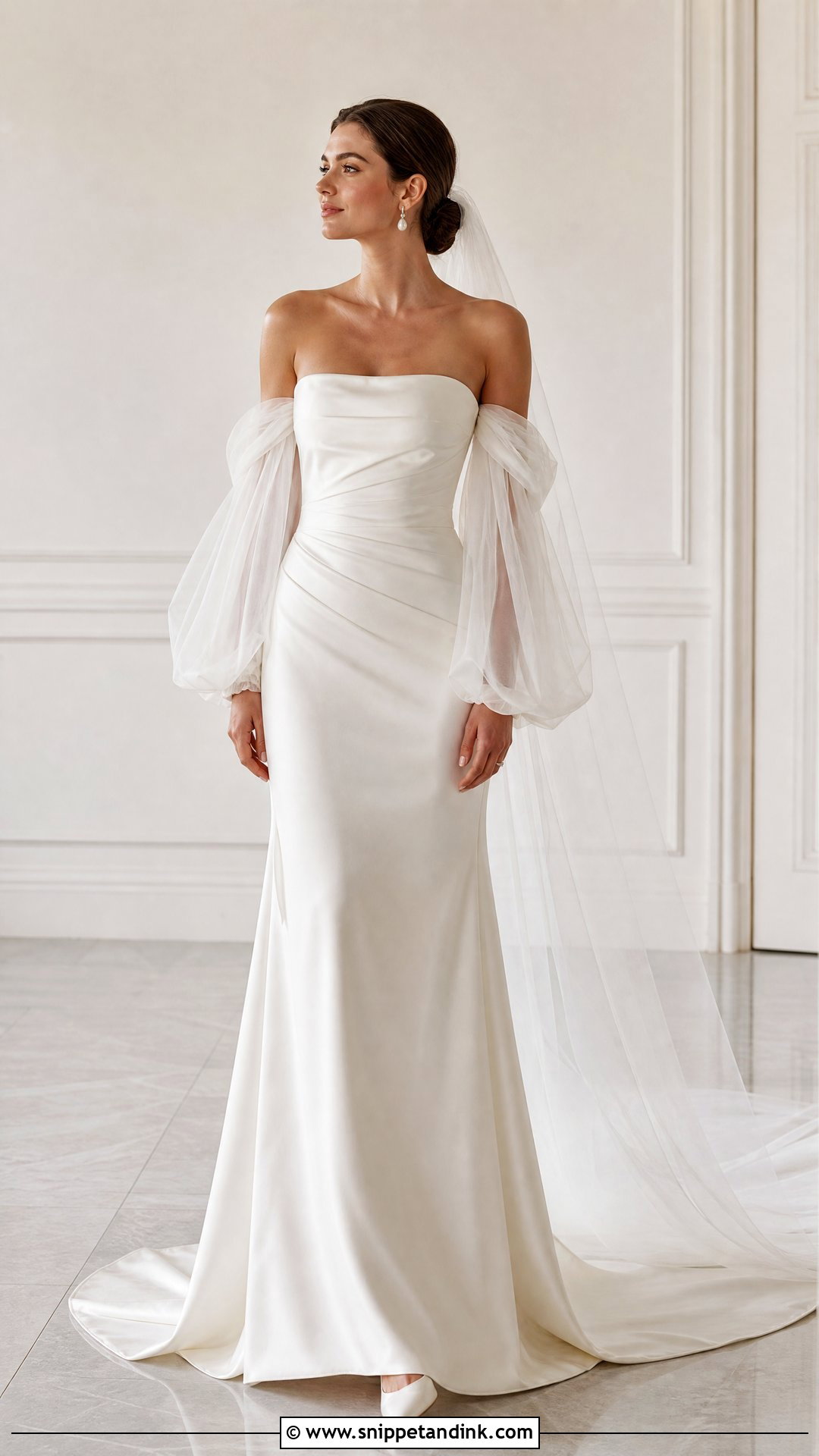 Detachable Sleeve Tube Wedding Gown - Snippet and Ink - 20 Tube Wedding Gown Ideas