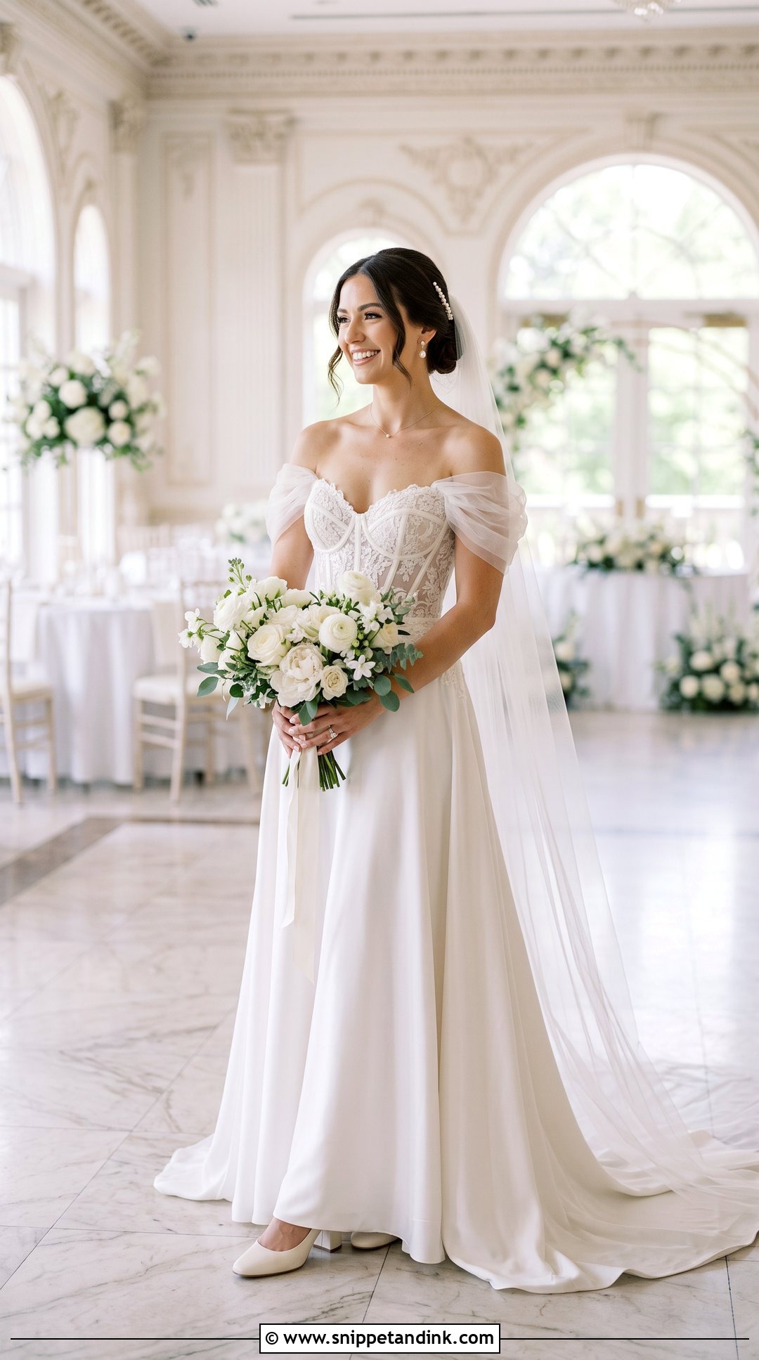 Detachable Sleeve V Corset Wedding Dress - Snippet and Ink - 20 V Corset Wedding Dress Ideas