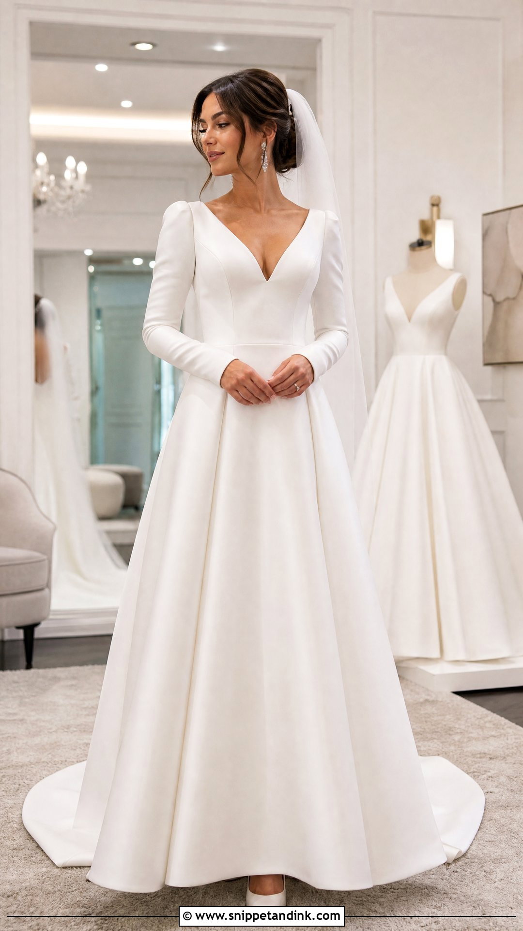 Detachable Sleeve V Neck Wedding Dress - Snippet and Ink - 20 V Neck Wedding Dress with Sleeves
