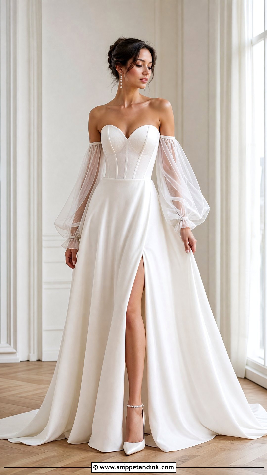 Detachable Sleeve Wedding Dress - Snippet and Ink - 25 Modern Wedding Dresses