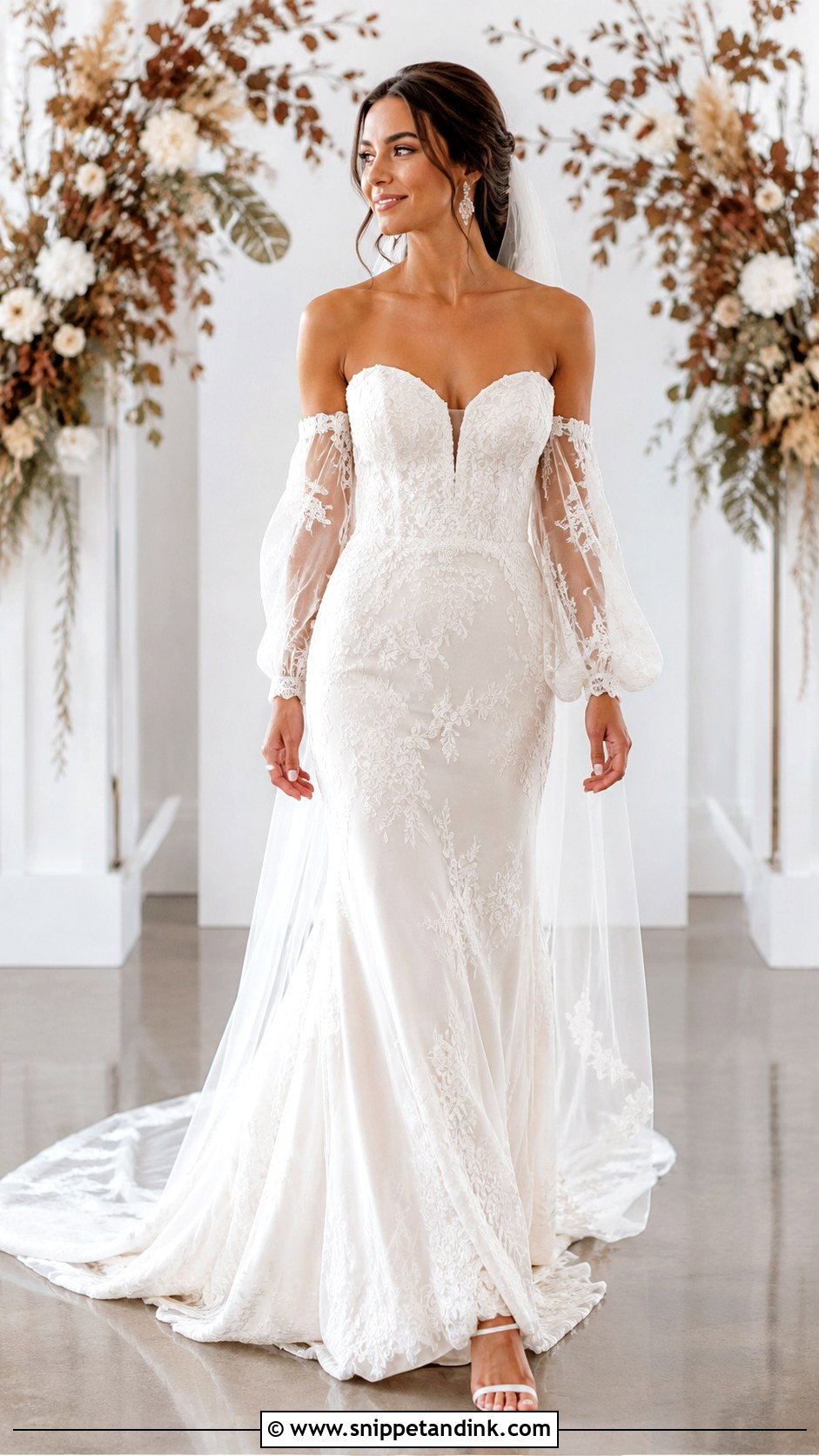 Detachable Sleeve Wedding Dress - Snippet and Ink - 25 Fall Wedding Dresses Bride