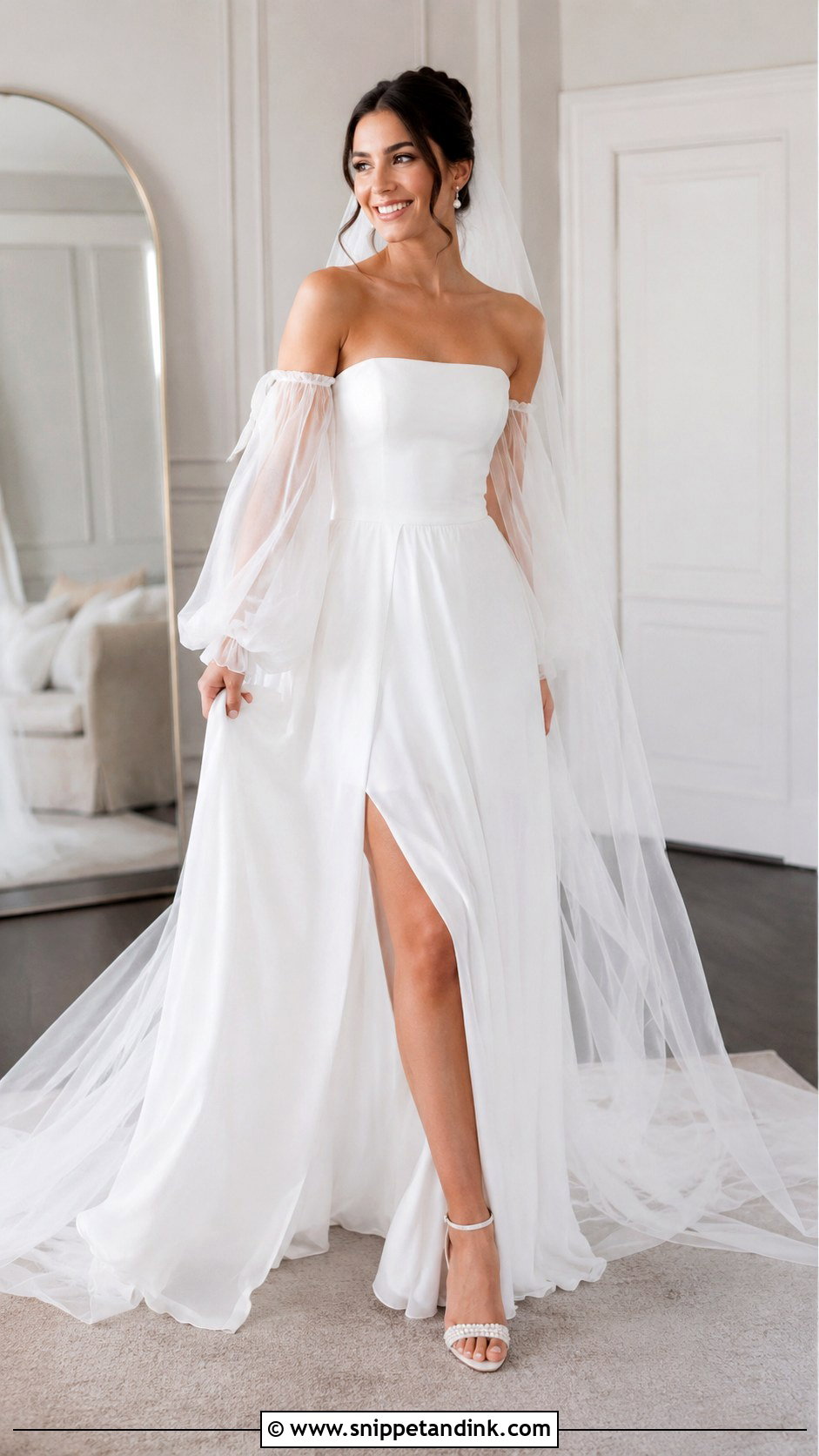 Detachable Sleeve Wedding Dress - Snippet and Ink - 25 Flowy Romantic Wedding Dress Ideas