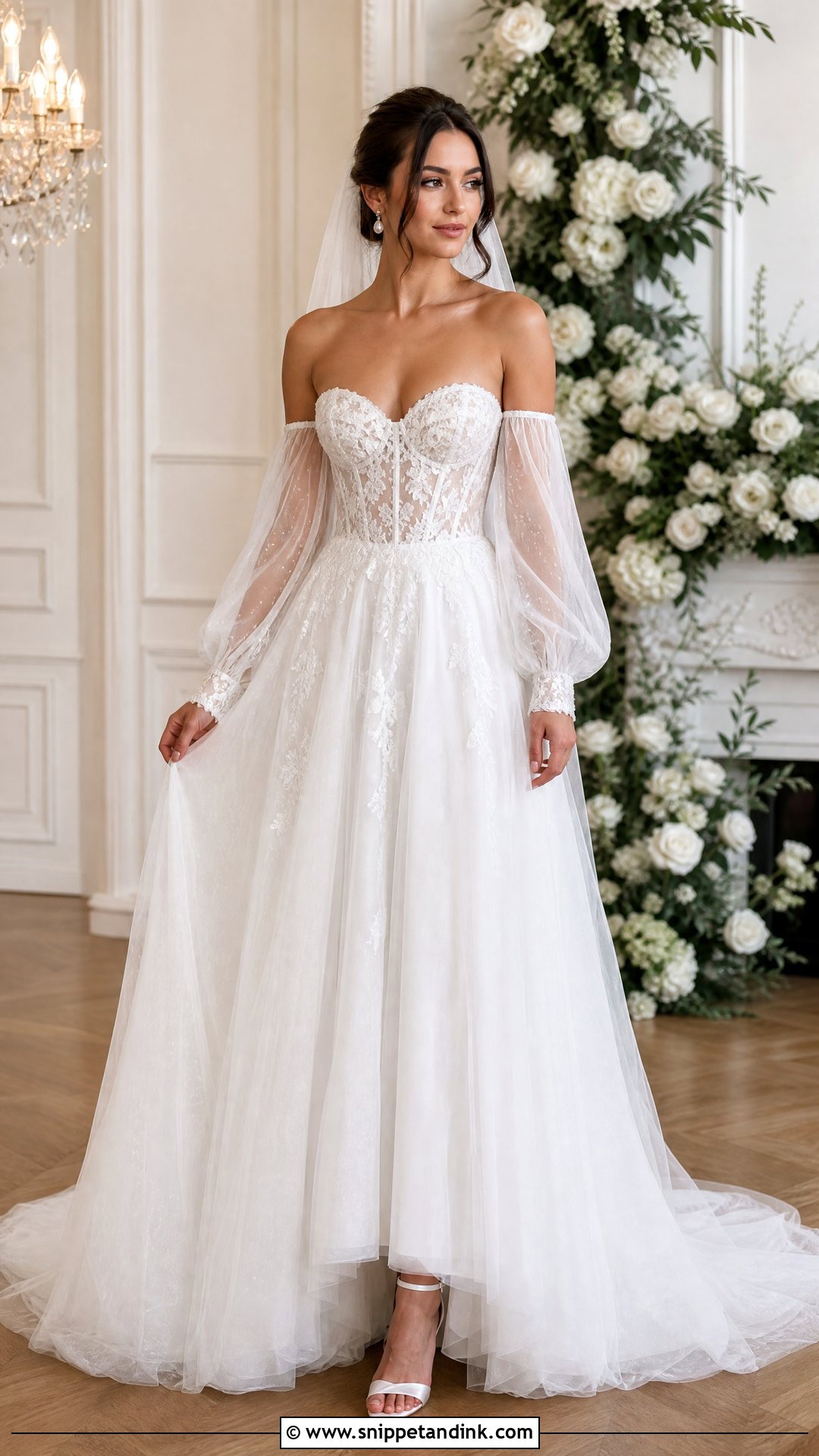 Detachable Sleeve Wedding Dress - Snippet and Ink - 20 Romantic Dreamy Wedding Dress Ideas