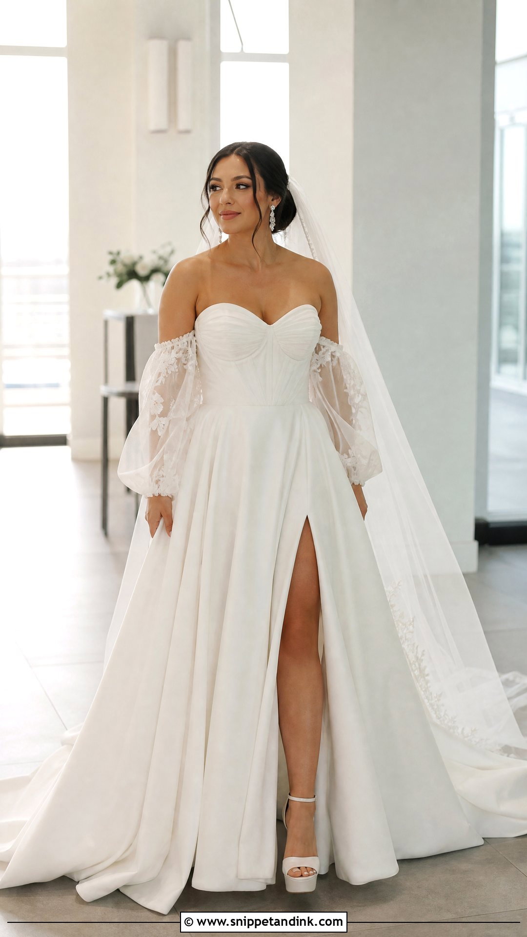 Detachable Sleeve Wedding Dress - Snippet and Ink - 20 Weeding Dress 2023 Ideas