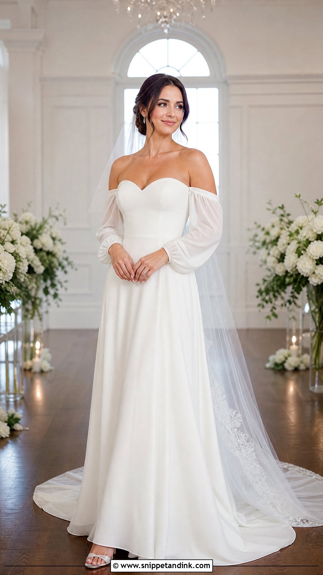 Detachable Sleeve Wedding Dress for Broad Shoulders - Snippet and Ink - 20 Wedding Dresses for Broad Shoulders