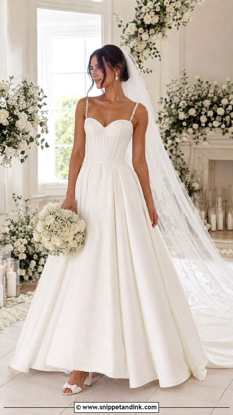 Detachable Strap Basque Waist Wedding Dress - Snippet and Ink - 20 Basque Waist Wedding Dress with Straps Ideas