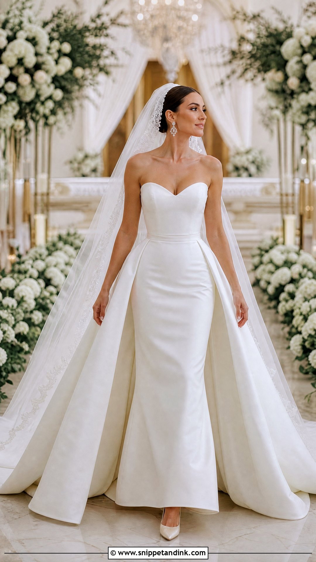 Detachable Train A Line Wedding Gown - Snippet and Ink - 25 A Line Wedding Gown Ideas