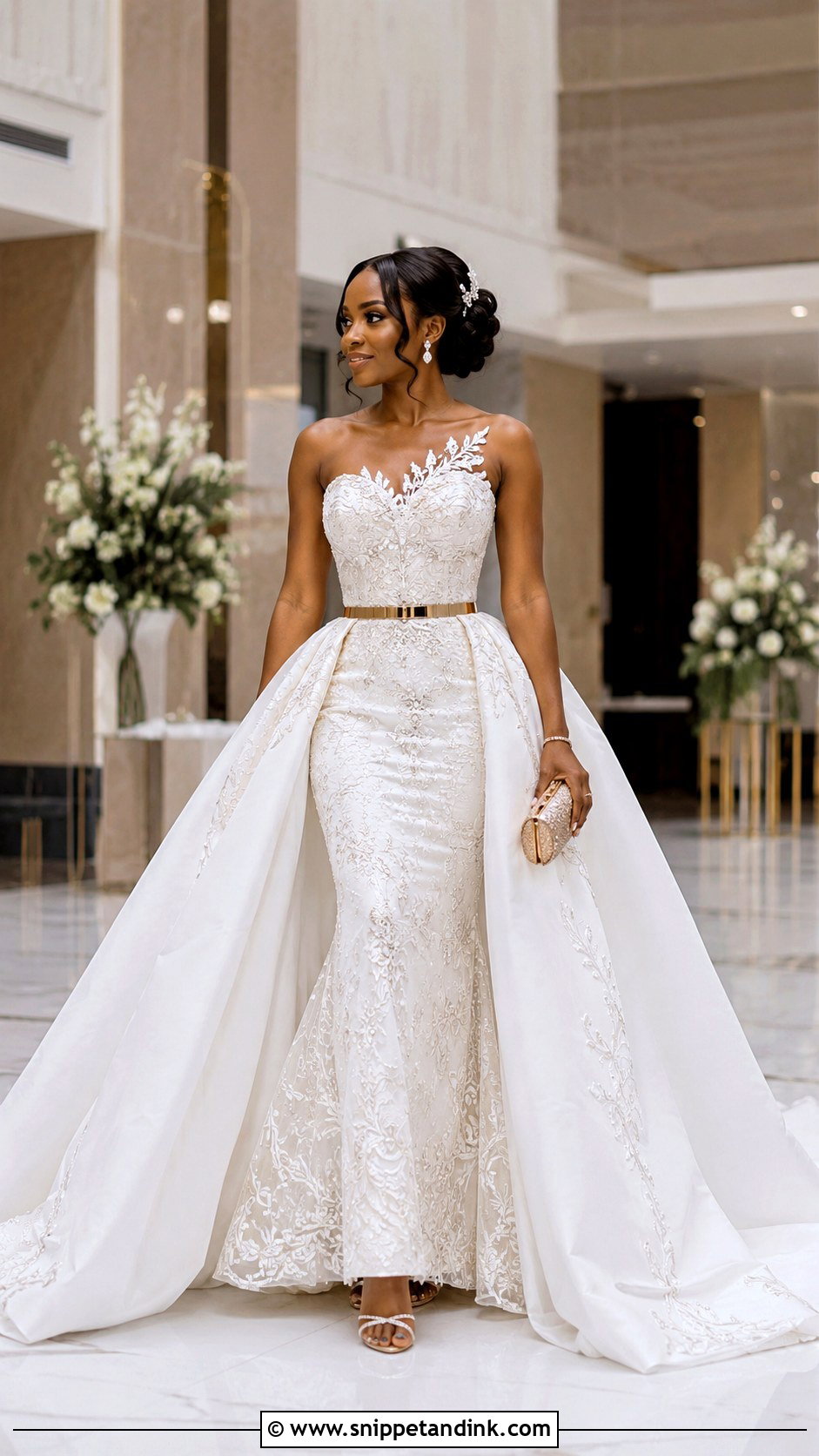 Detachable Train African Wedding Dress - Snippet and Ink - 20 Modern African Wedding Dresses