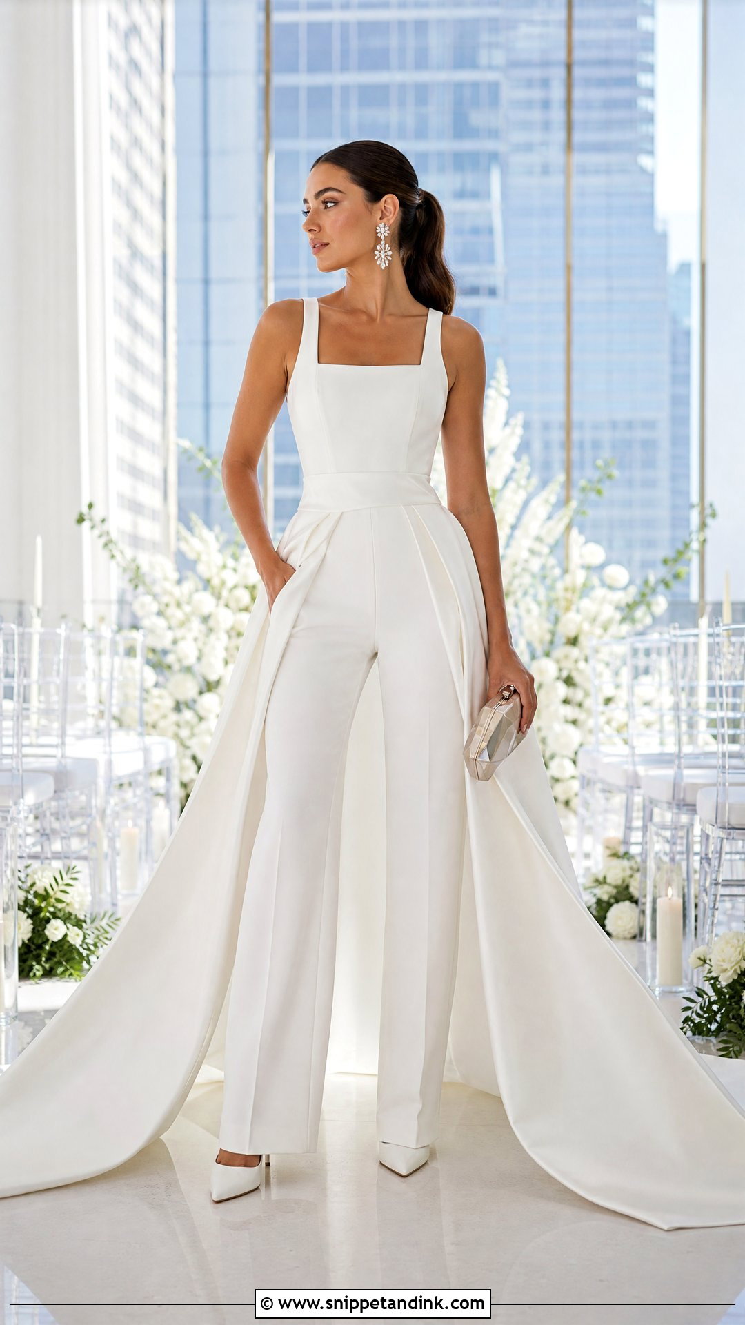 Detachable Train Bridal Jumpsuit - Snippet and Ink - 25 Bridal Train Ideas