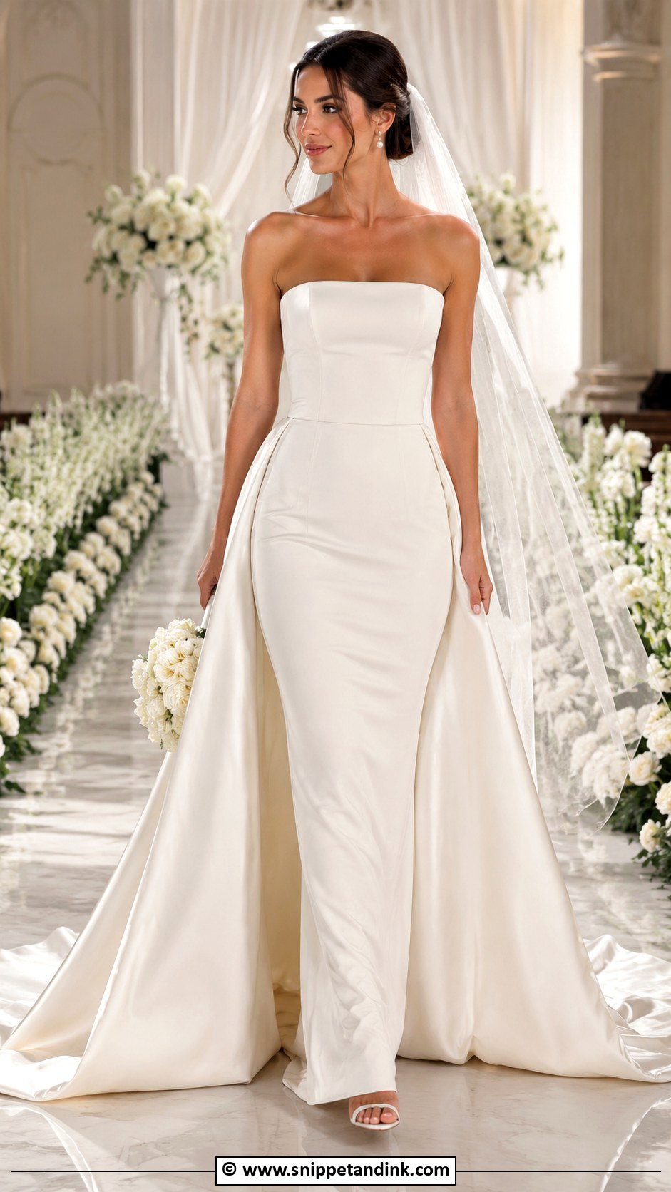 Detachable Train Column Wedding Dress - Snippet and Ink - 25 Column Wedding Dress Ideas