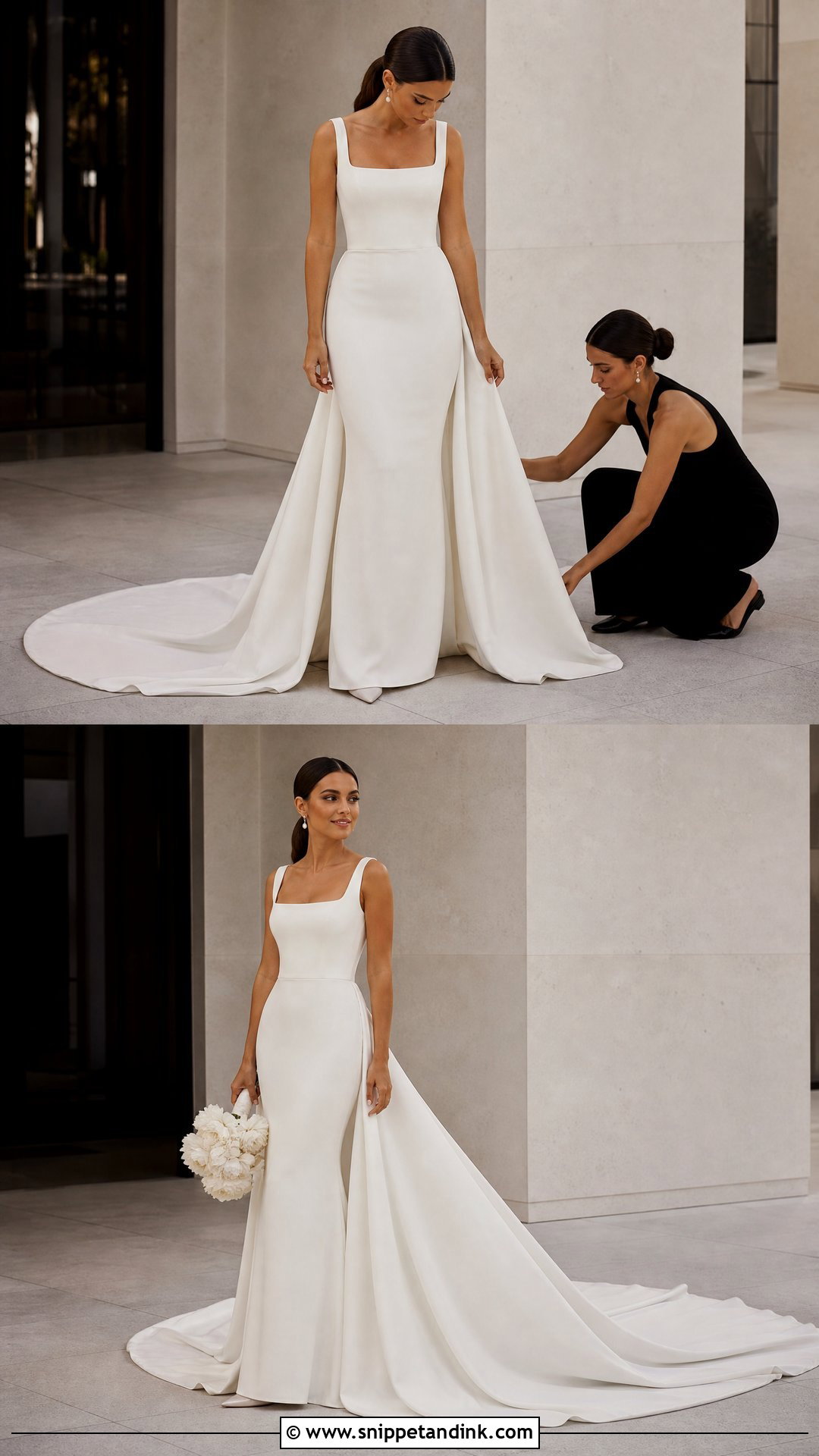 Detachable Train Crepe Wedding Dress - Snippet and Ink - 25 Bridal Train Ideas