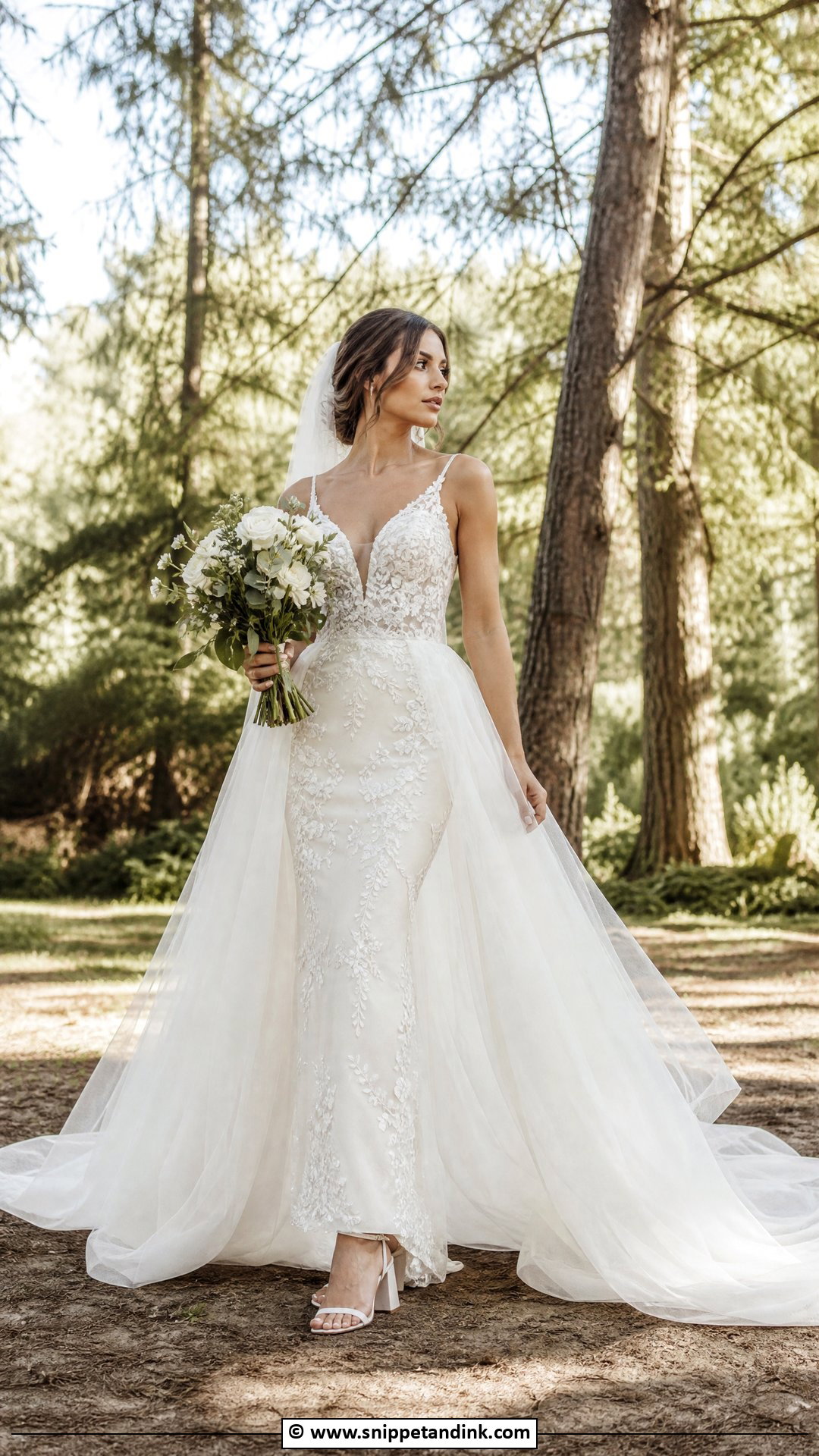 Detachable Train Forest Wedding Dress - Snippet and Ink - 35 Forest Wedding Dress Ideas