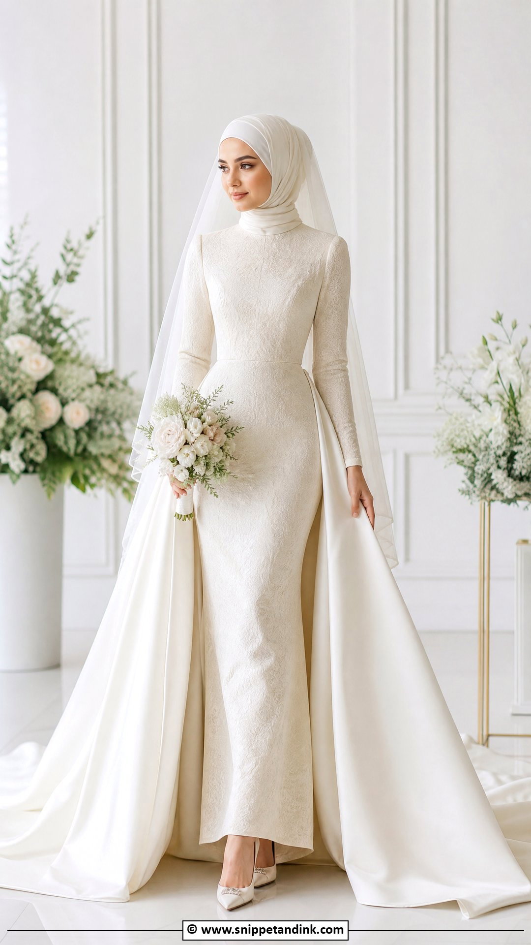 Detachable Train Hijab Wedding Dress - Snippet and Ink - 35 Hijab Wedding Dresses