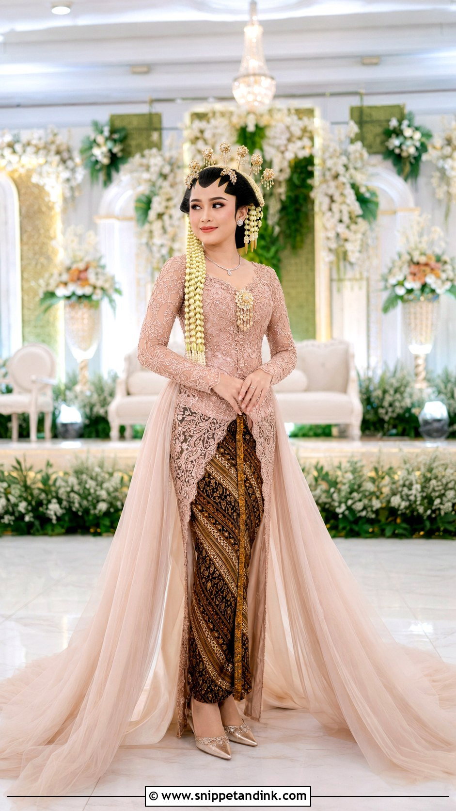 Detachable Train Javanese Wedding Kebaya - Snippet and Ink - 20 Javanese Wedding Outfit Ideas