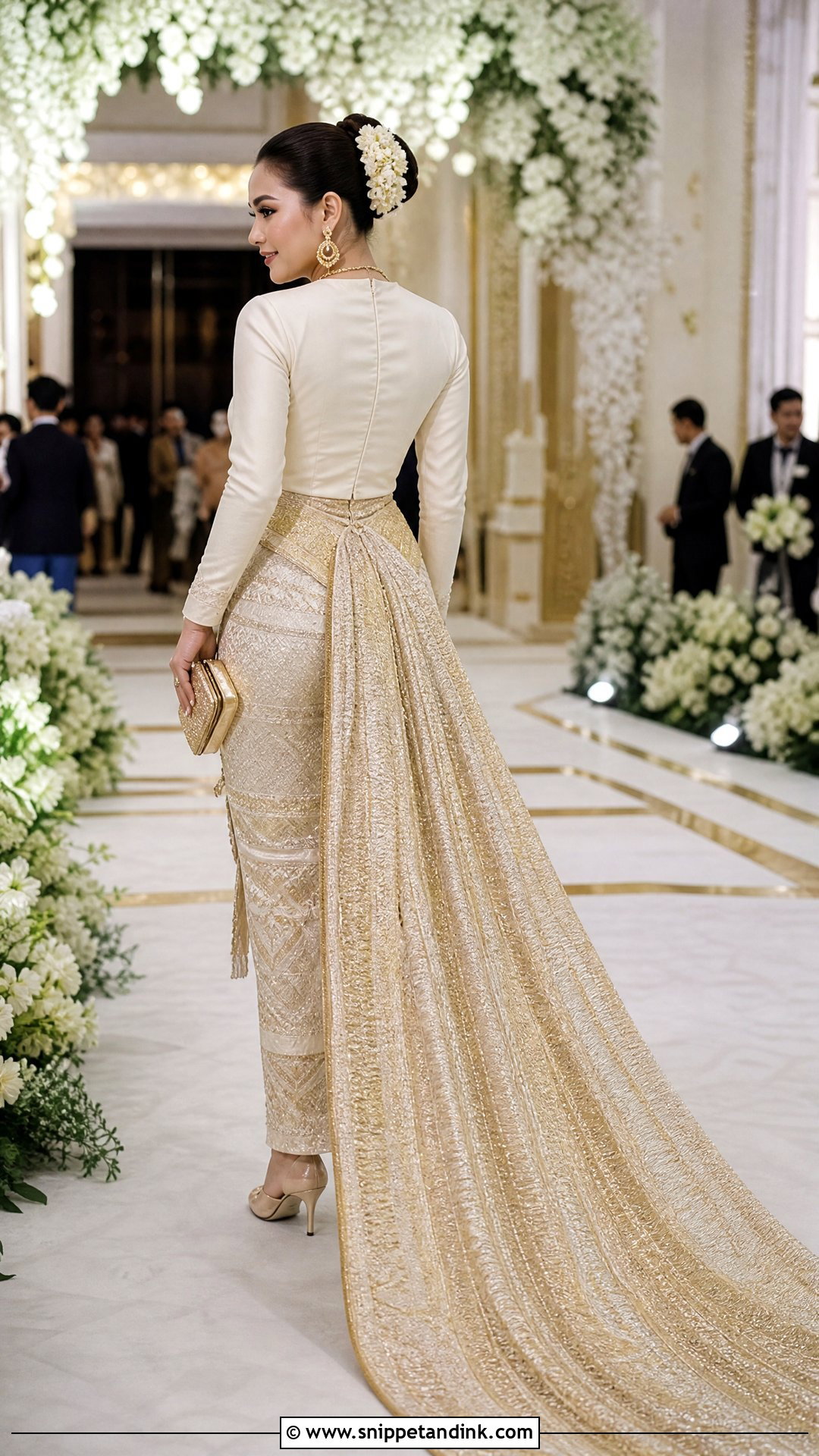 Detachable Train Myanmar Wedding Dress - Snippet and Ink - 25 Myanmar Wedding Dress Design Ideas