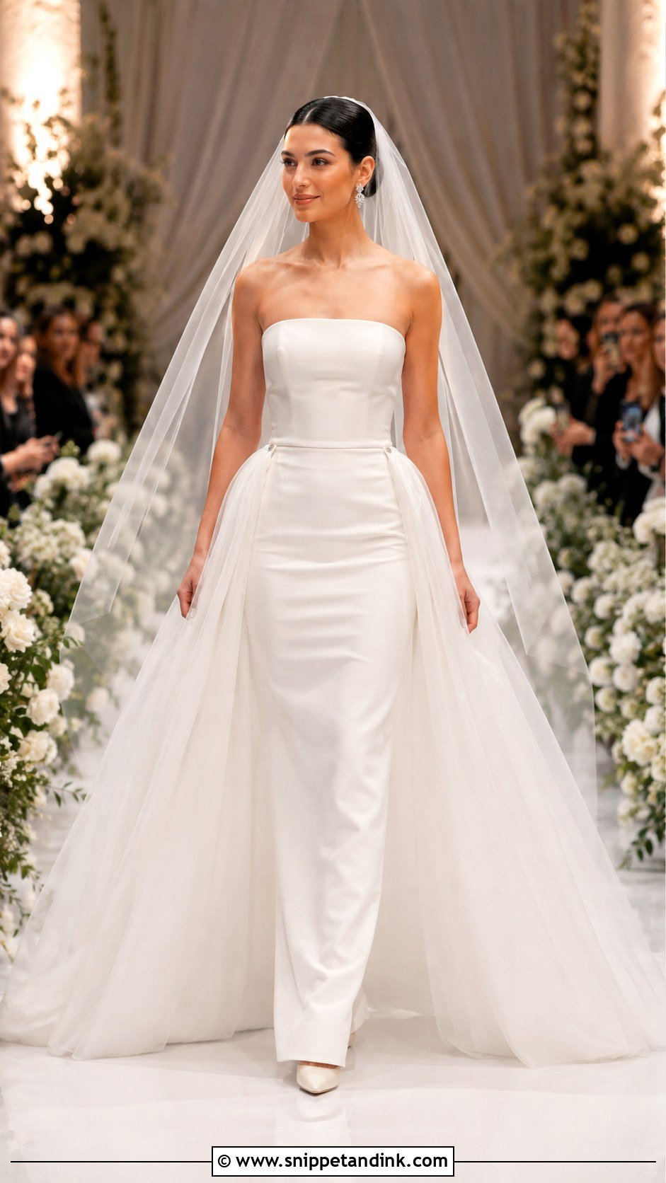 Detachable Train Net Wedding Dress - Snippet and Ink - 20 Net Wedding Dress Ideas