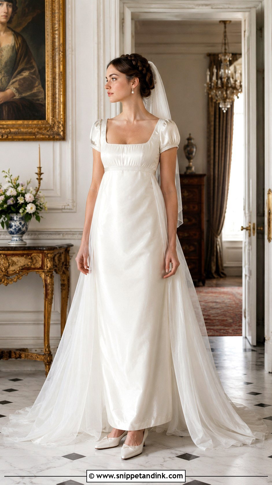 Detachable Train Regency Era Wedding Dress - Snippet and Ink - 20 Regency Era Wedding Dress Ideas