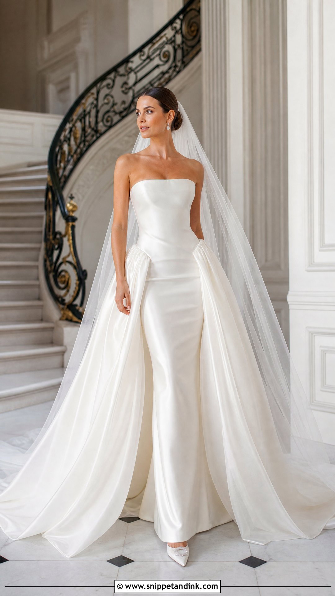 Detachable Train Silk Drop Waist Wedding Dress - Snippet and Ink - 20 Silk Drop Waist Wedding Dress Ideas