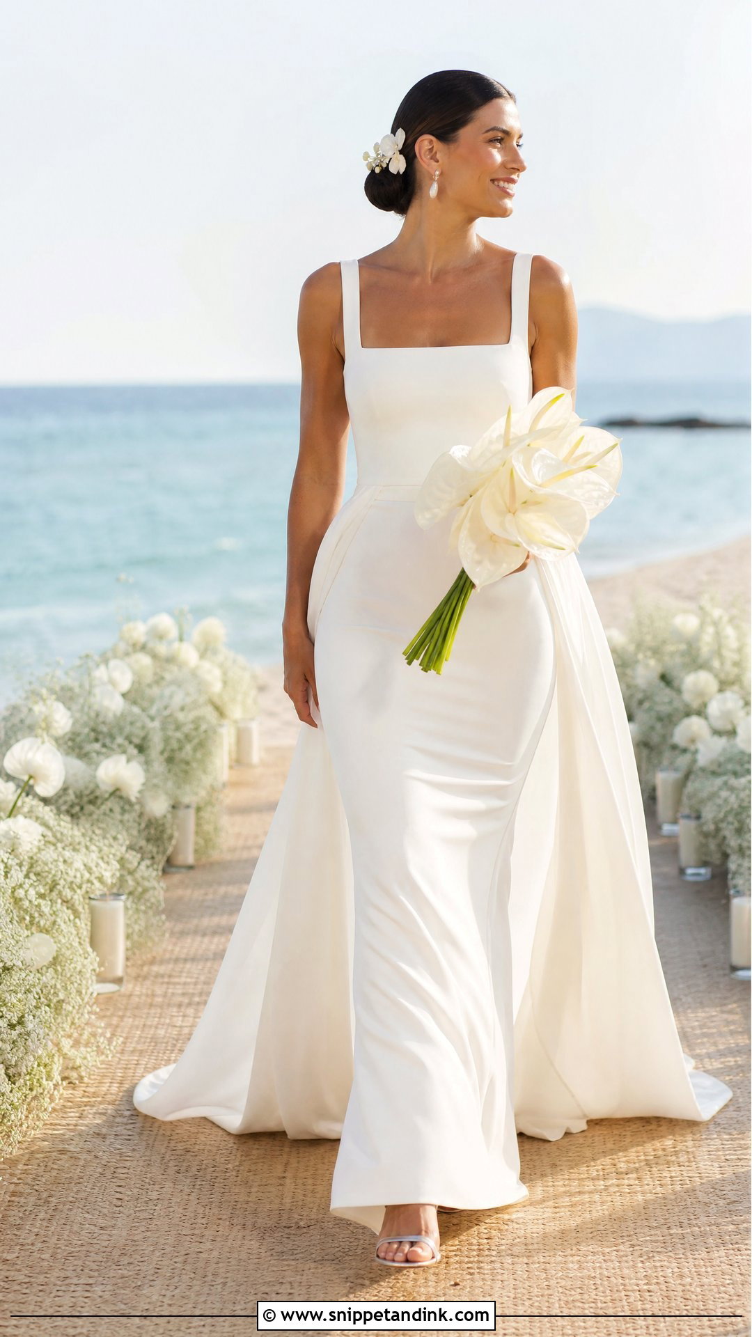 Detachable Train Tropical Wedding Dress - Snippet and Ink - 20 Tropical Wedding Dresses