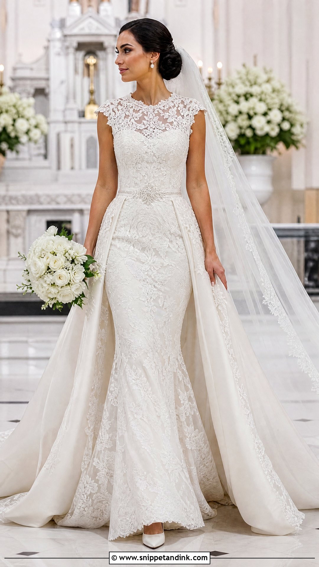 Detachable Train Vintage Mermaid Wedding Dress - Snippet and Ink - 20 Vintage Mermaid Wedding Dress Ideas