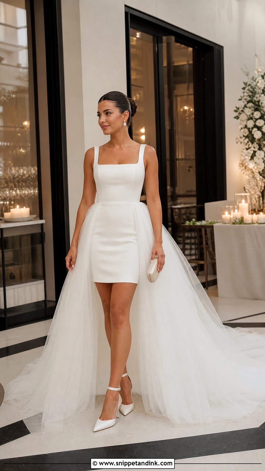 Detachable Train Wedding Mini Dress - Snippet and Ink - 25 Bridal Train Ideas