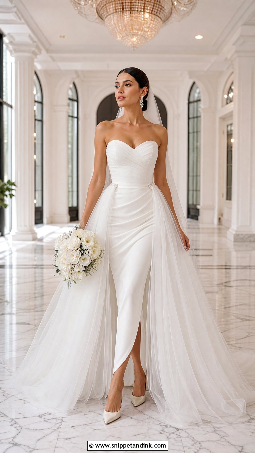 Detachable Tulle Overskirt Wedding Dress - Snippet and Ink - 20 Tulle Wedding Dresses