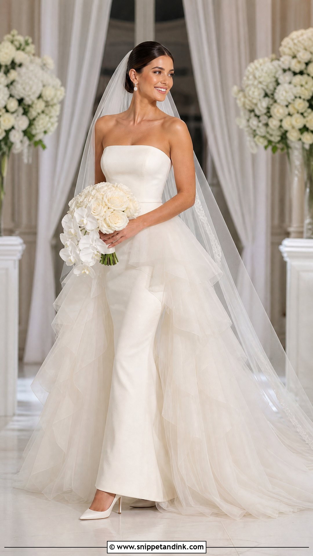 Detachable Tulle Ruffle Overskirt Wedding Dress - Snippet and Ink - 20 Tulle Ruffle Wedding Dress Ideas