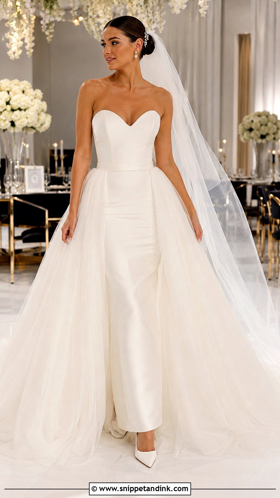 Detachable Tulle Skirt Ballerina Wedding Dress - Snippet and Ink - 20 Ballerina Wedding Dress Ideas