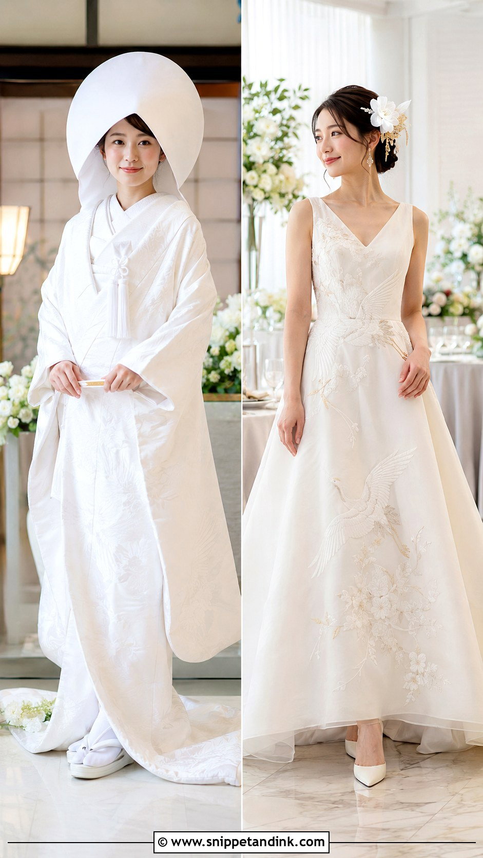 Detachable Uchikake Reception Wedding Dress - Snippet and Ink - 20 Modern Japanese Wedding Dress Ideas