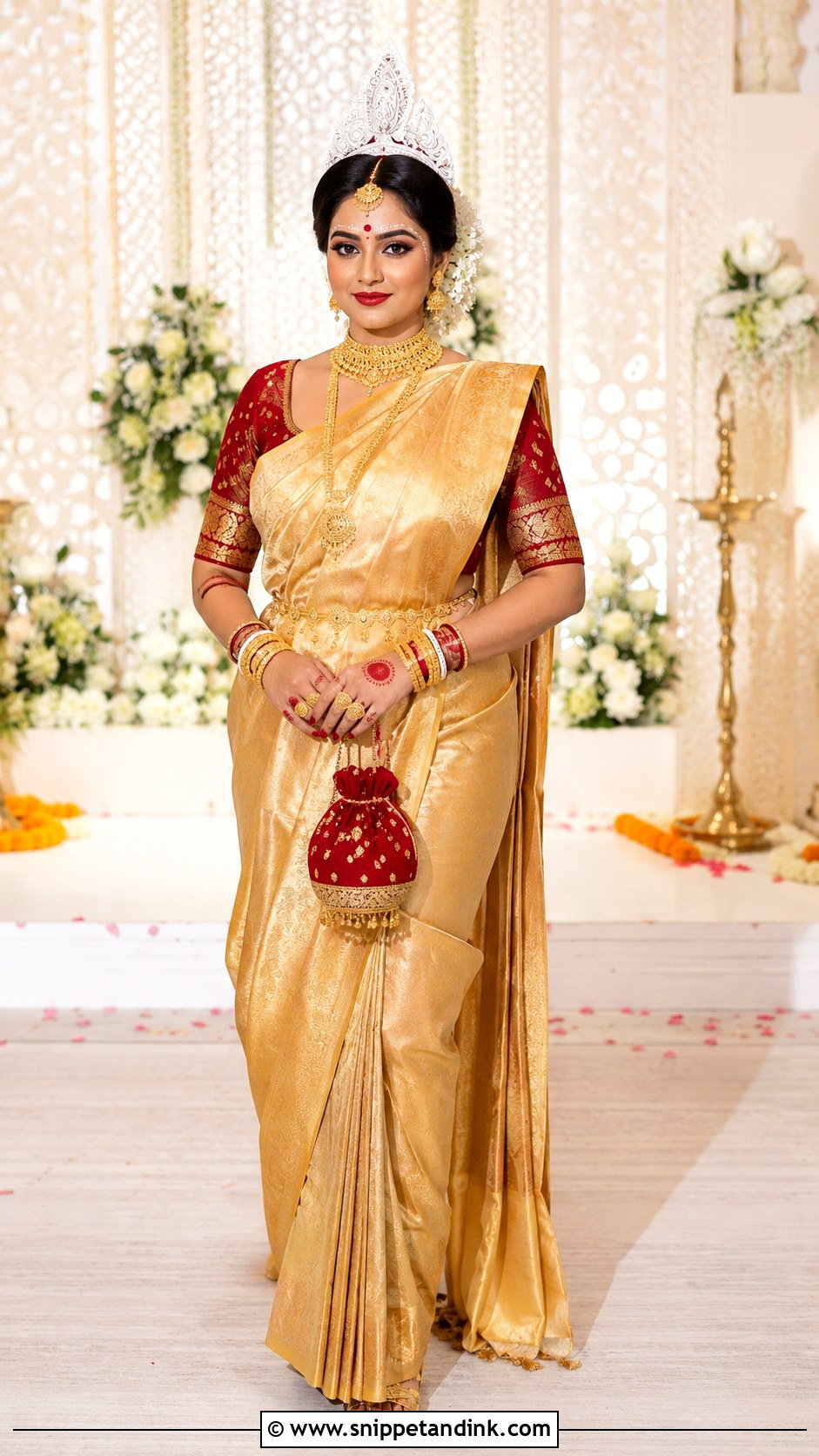 Dhakai Jamdani Bengali Bridal Look - Snippet and Ink - 20 Bengali Bride Wedding Look Ideas