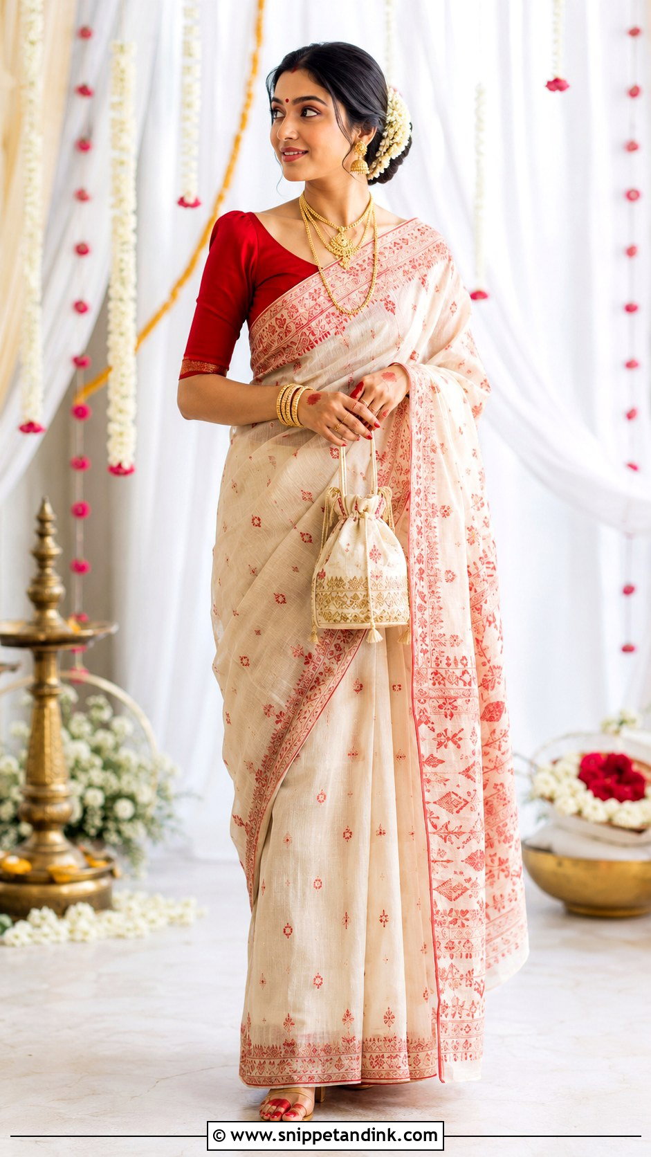 Dhakai Jamdani Bengali Bride - Snippet and Ink - 20 Bengali Bride Ideas