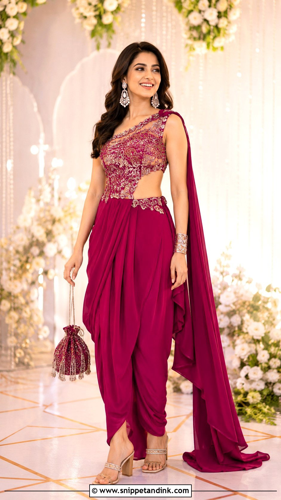 Dhoti Draped Indo Western Gown For Indian Wedding - Snippet and Ink - 20 Indo Western Gowns Indian Weddings