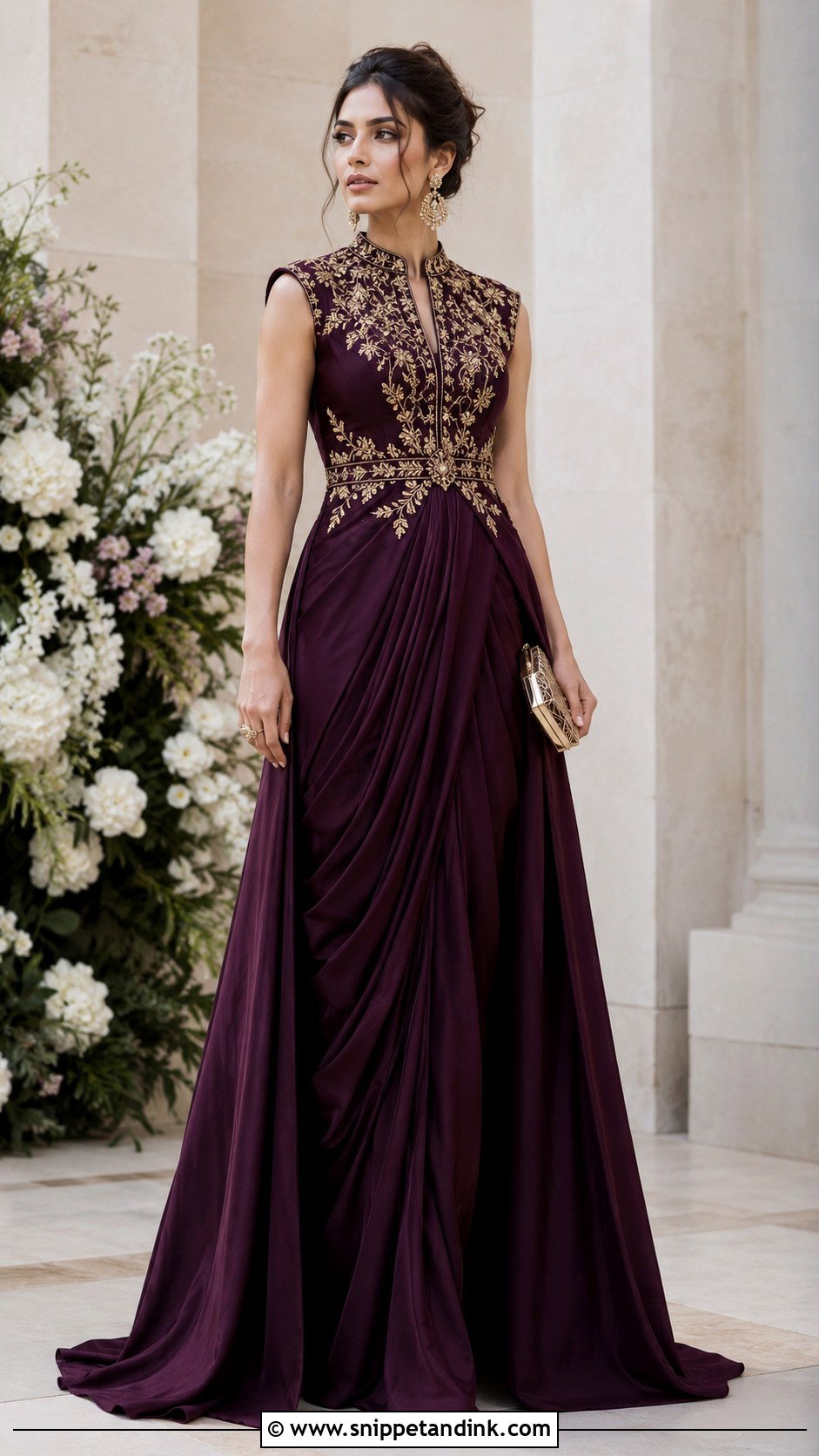Dhoti Draped Indo Western Gown - Snippet and Ink - 20 Indo Western Party Wear Gowns Wedding Dresses