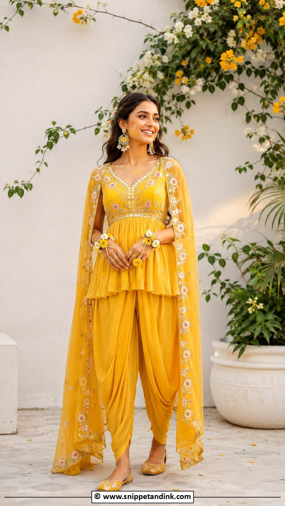 Dhoti Haldi Outfit For Bride - Snippet and Ink - 30 Best Haldi Outfits for Brides