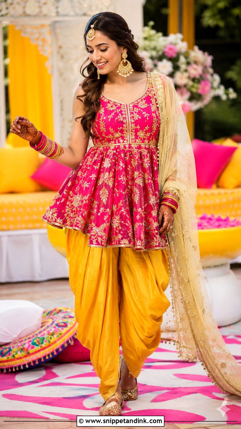 Dhoti Kurta Mehandi Dress for Bride - Snippet and Ink - 25 Mehandi Dress for Bride Ideas