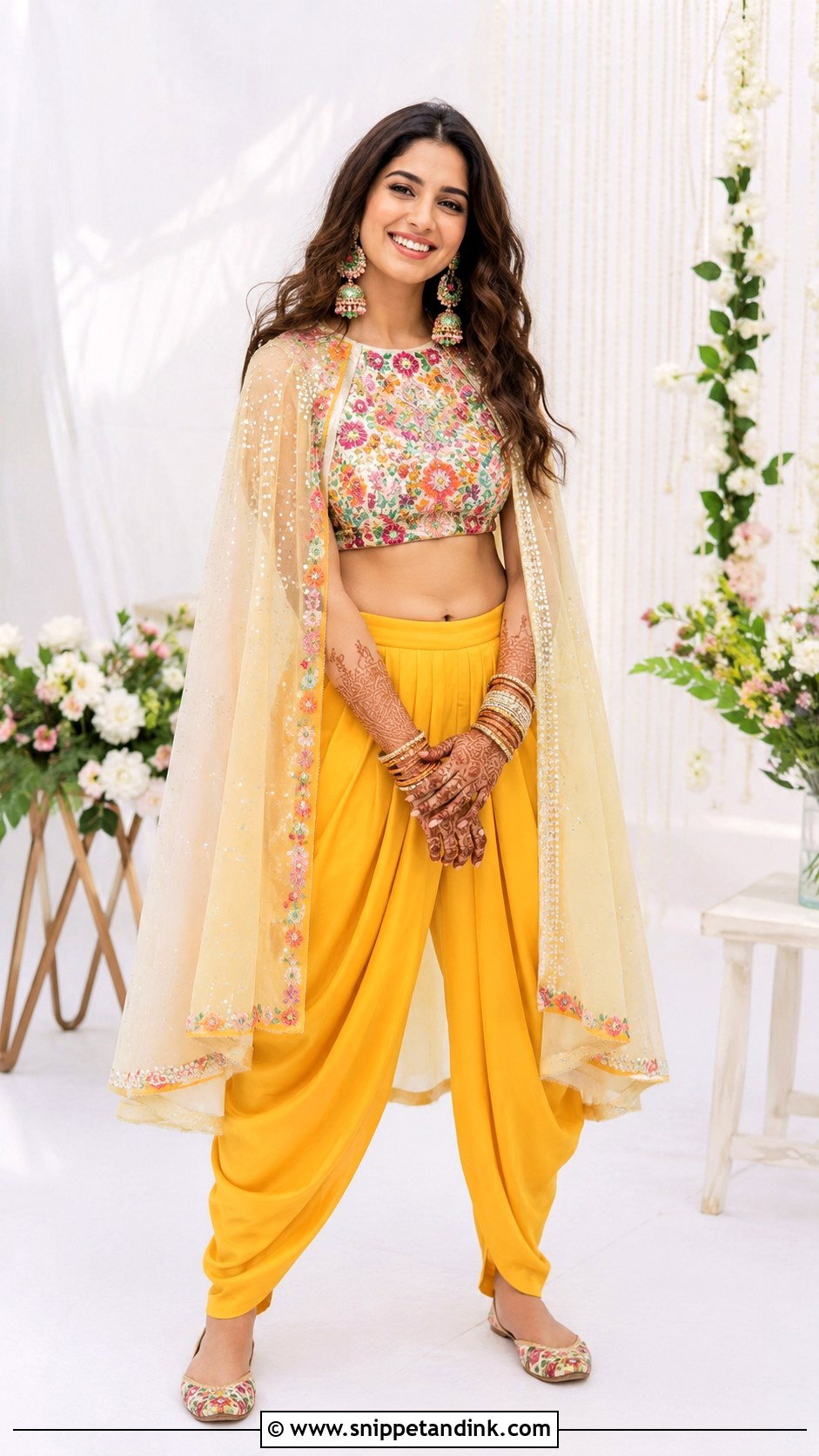 Dhoti Kurta Mehndi Outfit For Bride - Snippet and Ink - 25 Mehndi Dress Ideas for Bride