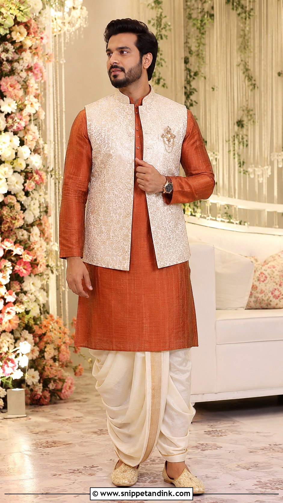 Dhoti Kurta With Embroidered Jacket - Snippet and Ink - 20 Brother of the Bride Ideas