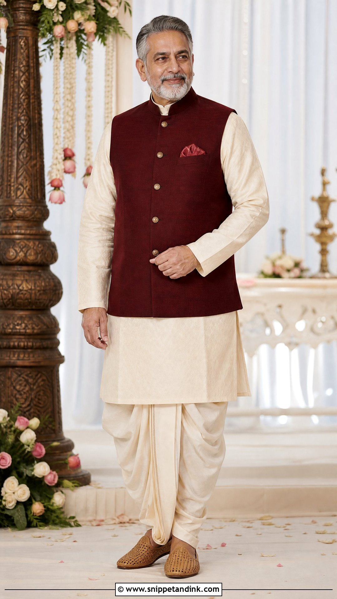 Dhoti Kurta With Silk Jacket - Snippet and Ink - 20 Father Dress for Indian Wedding Ideas