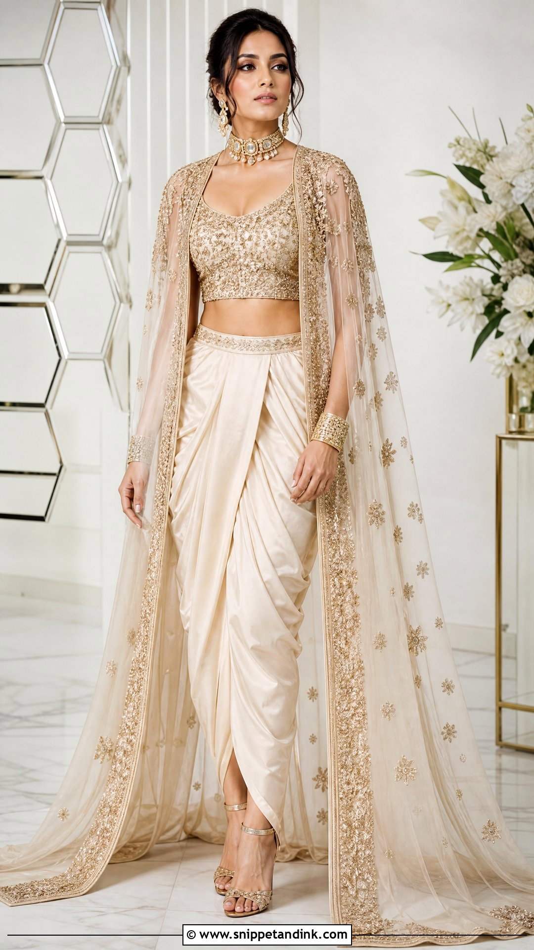 Dhoti Pant Bridal Cape Set - Snippet and Ink - 20 Unique Indian Bridal Outfits