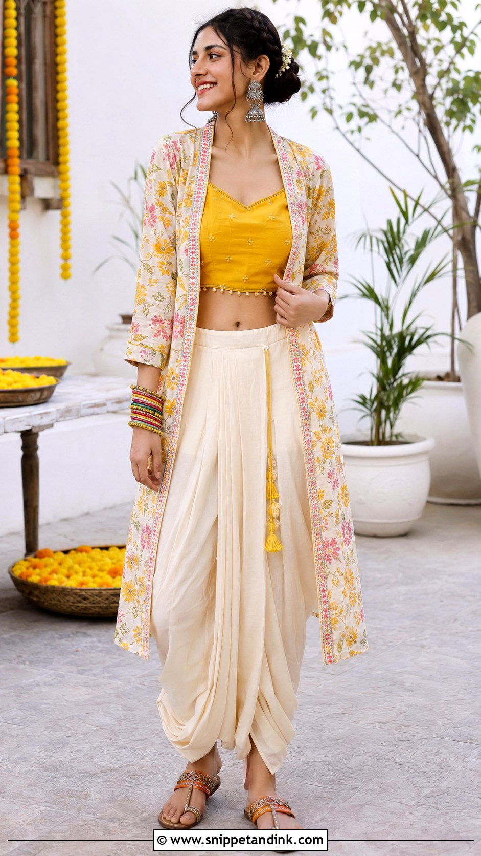 Dhoti Pant Crop Top for Brothers Haldi - Snippet and Ink - 20 Brothers Marriage Outfit for Sister Ideas